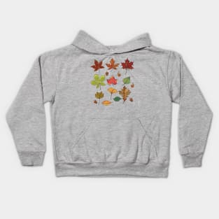 Botanical illustration of autumn leaves Kids Hoodie